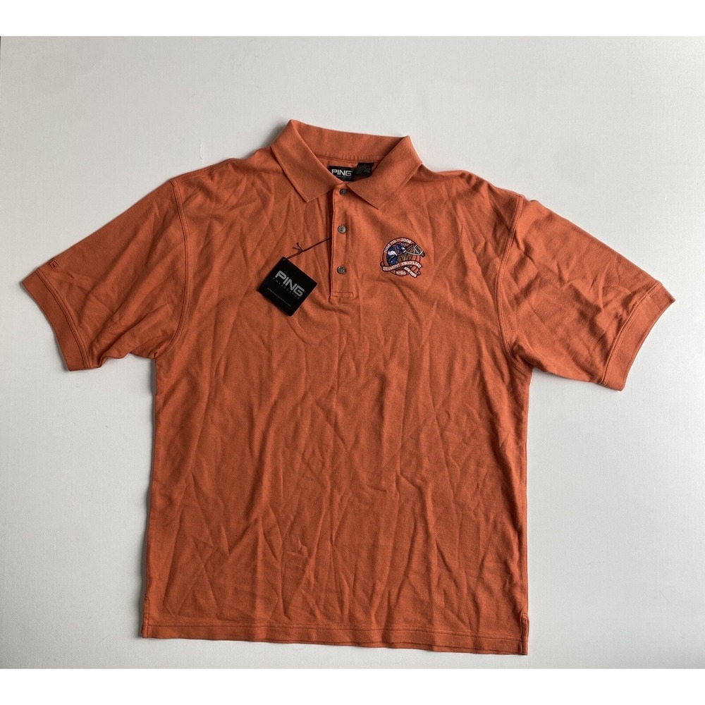 Ping Collection Golf Polo Papaya Orange Mens Large Belmont Stakes P220N NWT Logo